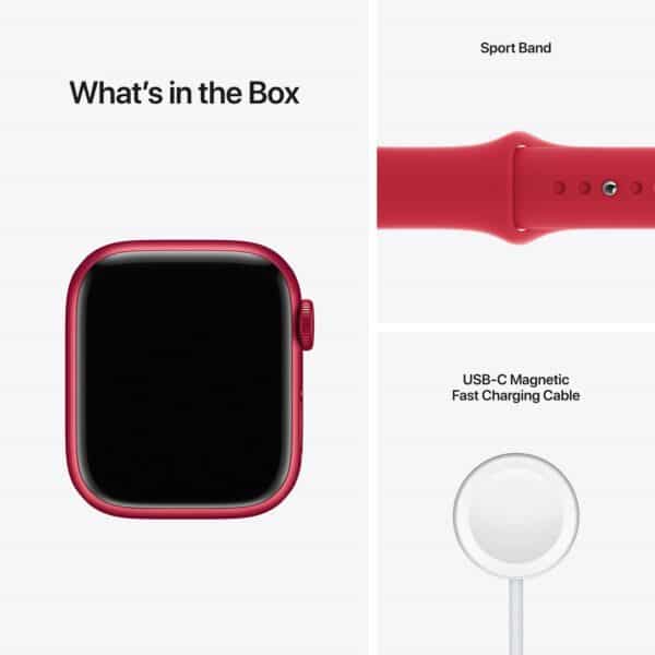 Apple Watch Series 7 GPS 41mm MKN23 RED RED išmanusis laikrodis kas pakuotėje