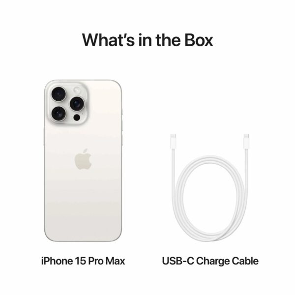 Apple iPhone 15 Pro Max White Titanium išmanusis telefonas pakuotes turinys