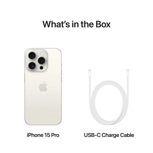 Apple iPhone 15 Pro White Titanium išmanusis telefonas pakuotes turiny