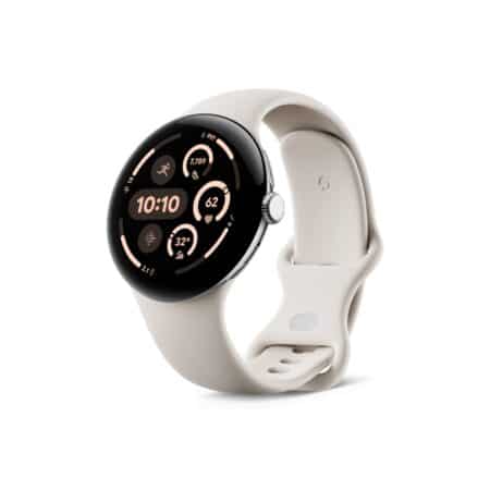 Google Pixel Watch 3 45mm Polished Silver Porcelain išmanusis laikrodis Egnetas.LT