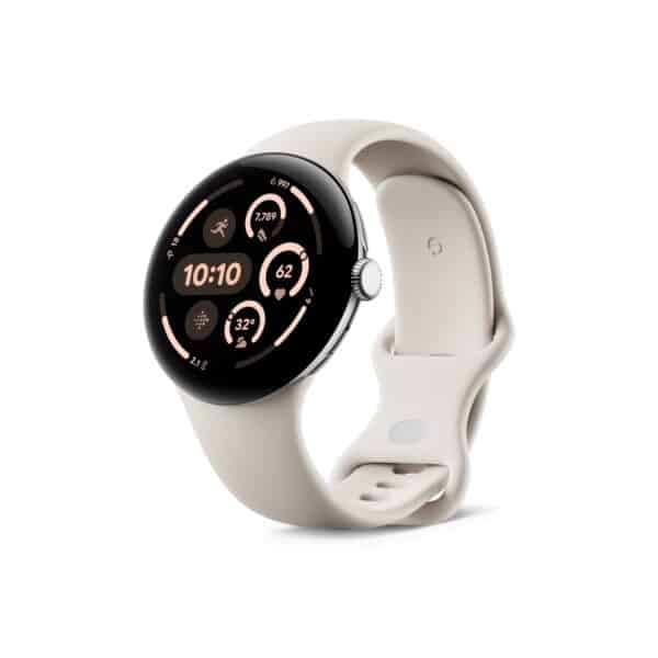 Google Pixel Watch 3 45mm Polished Silver Porcelain išmanusis laikrodis Egnetas.LT