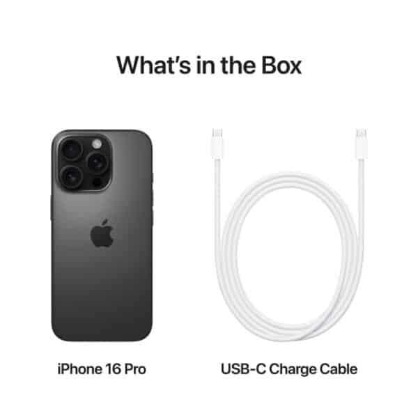 Apple iPhone 16 Pro Black Titanium išmanusis telefonas pakuotes turinys