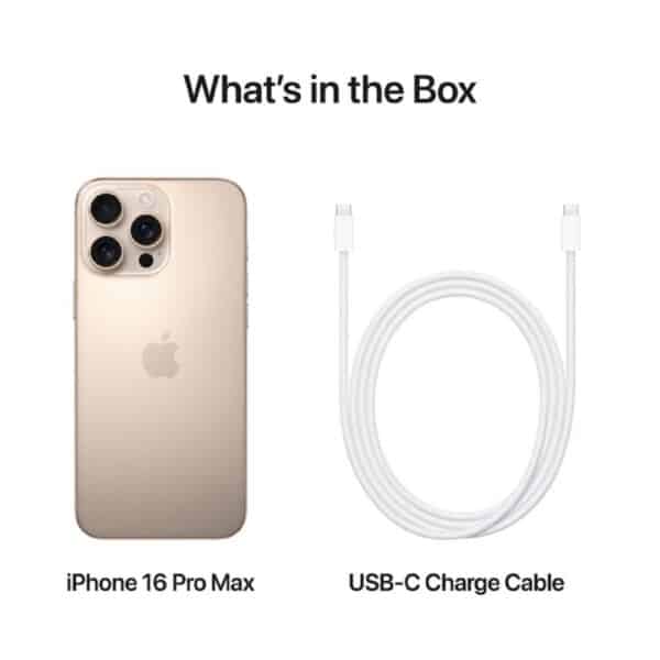 Apple iPhone 16 Pro Max Desert Titanium išmanusis telefonas pakuotes turinys Egnetas.LT