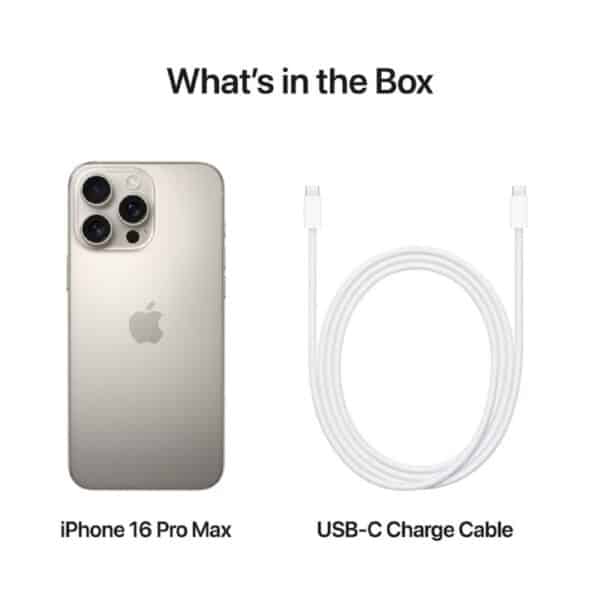 Apple iPhone 16 Pro Max Natural Titanium išmanusis telefonas pakuotes turinys Egnetas.LT