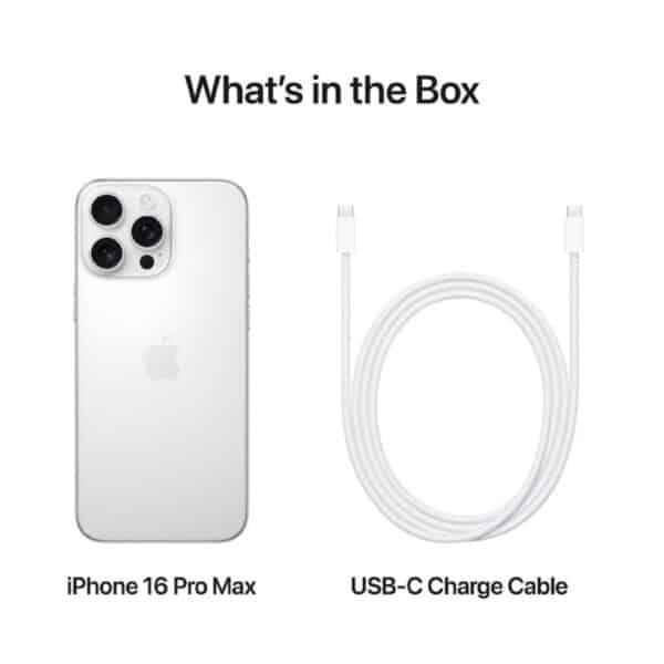 Apple iPhone 16 Pro Max White Titanium išmanusis telefonas pakuotes turinys Egnetas.LT